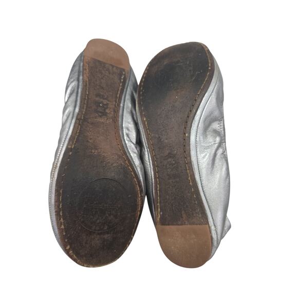 Tory Burch Silver Flats with Jeweled Logo - Picture 7 of 7
